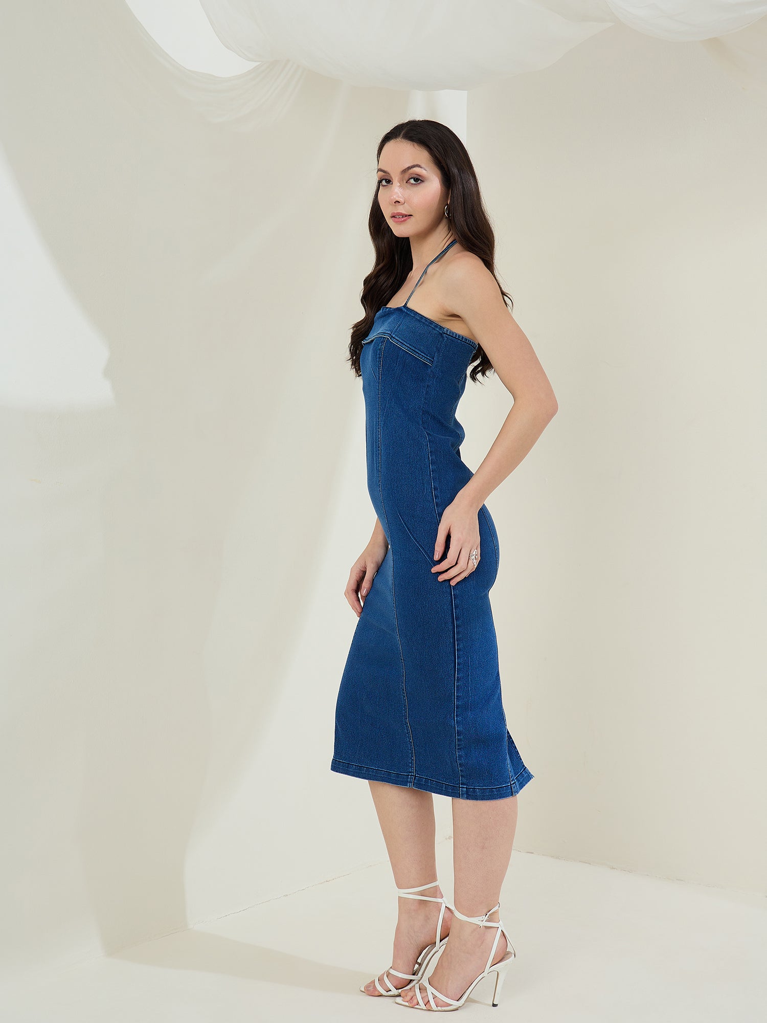 Women's Brown Cotton Gauze Tiered Dress