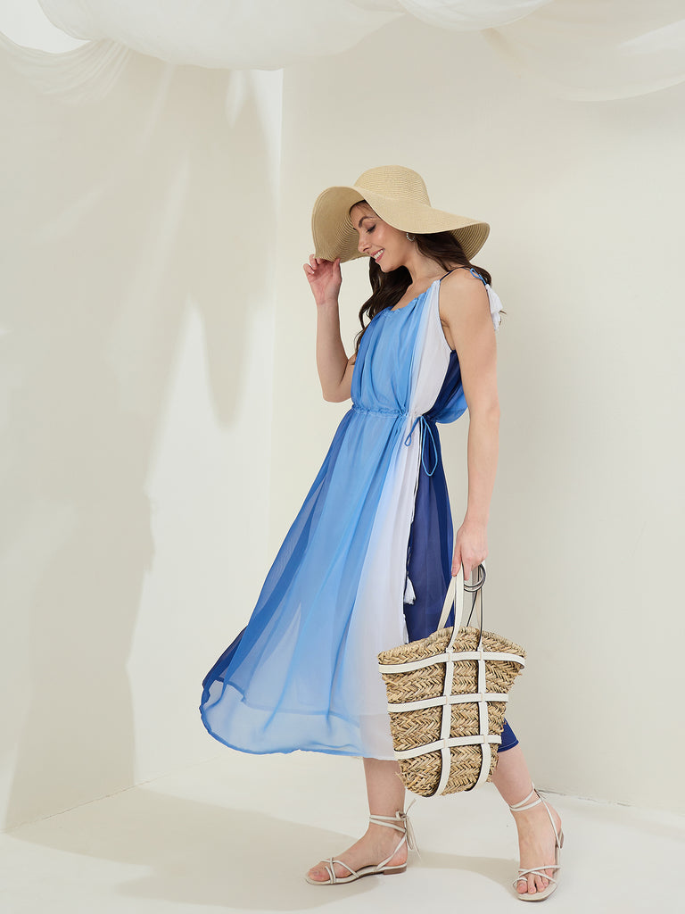 Women's Denim Lycra Halter Neck Dress