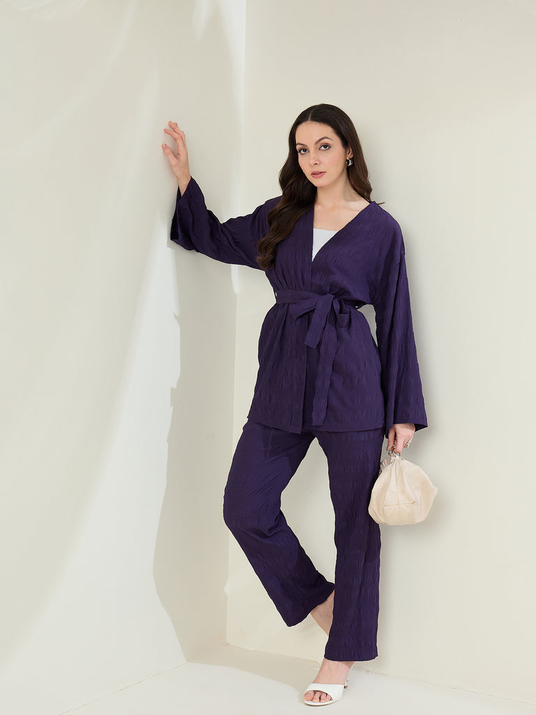 Women's  Blue Printed 3 Piece Rayon Co-Ord Set