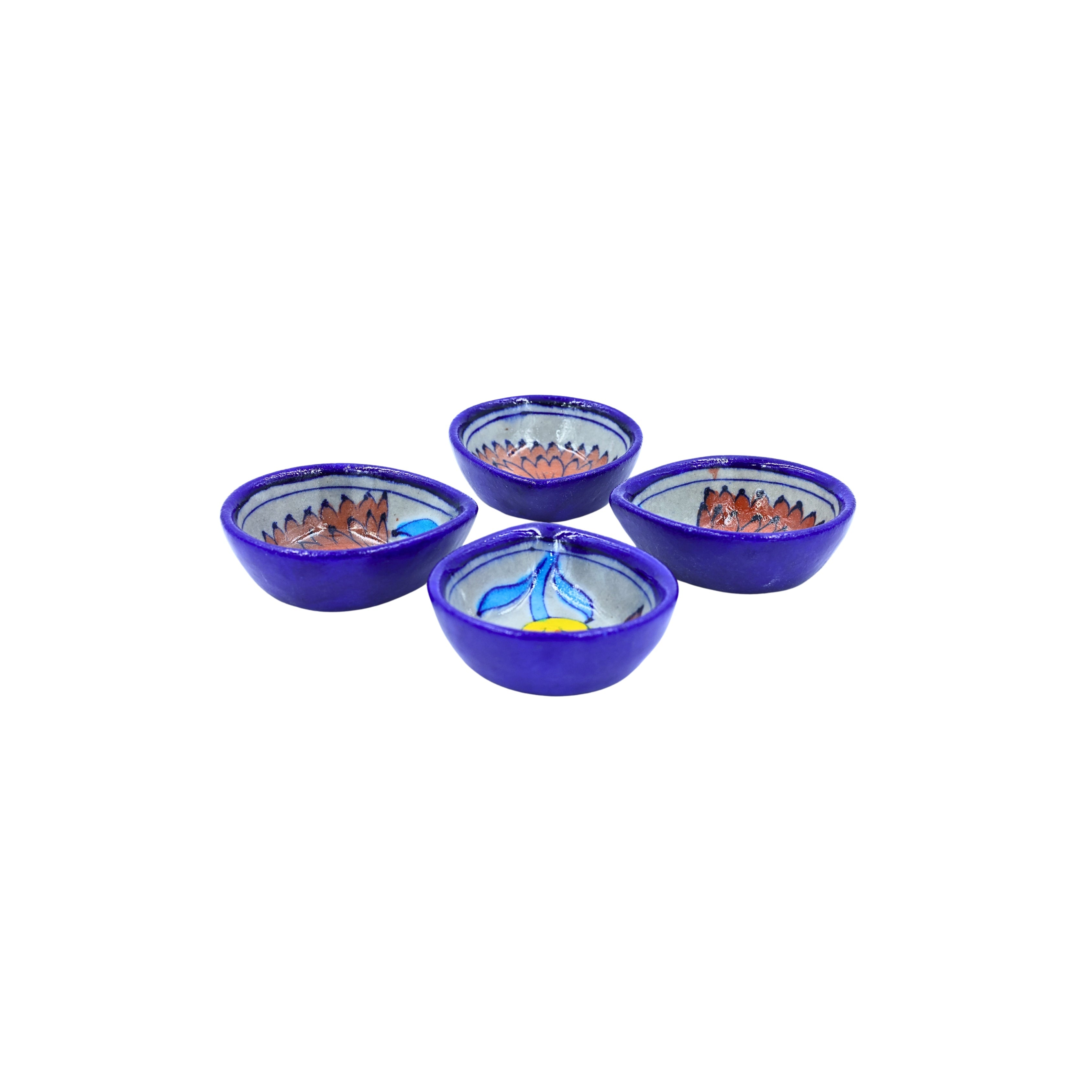 Blue Pottery Diyas-Set of 4 - Natriel