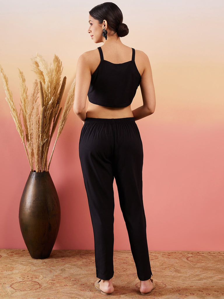 Women's Black 3 Piece Coord Set With Belt