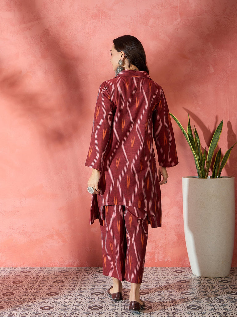 Women's Rust Ikkat Blazzer Coord Set