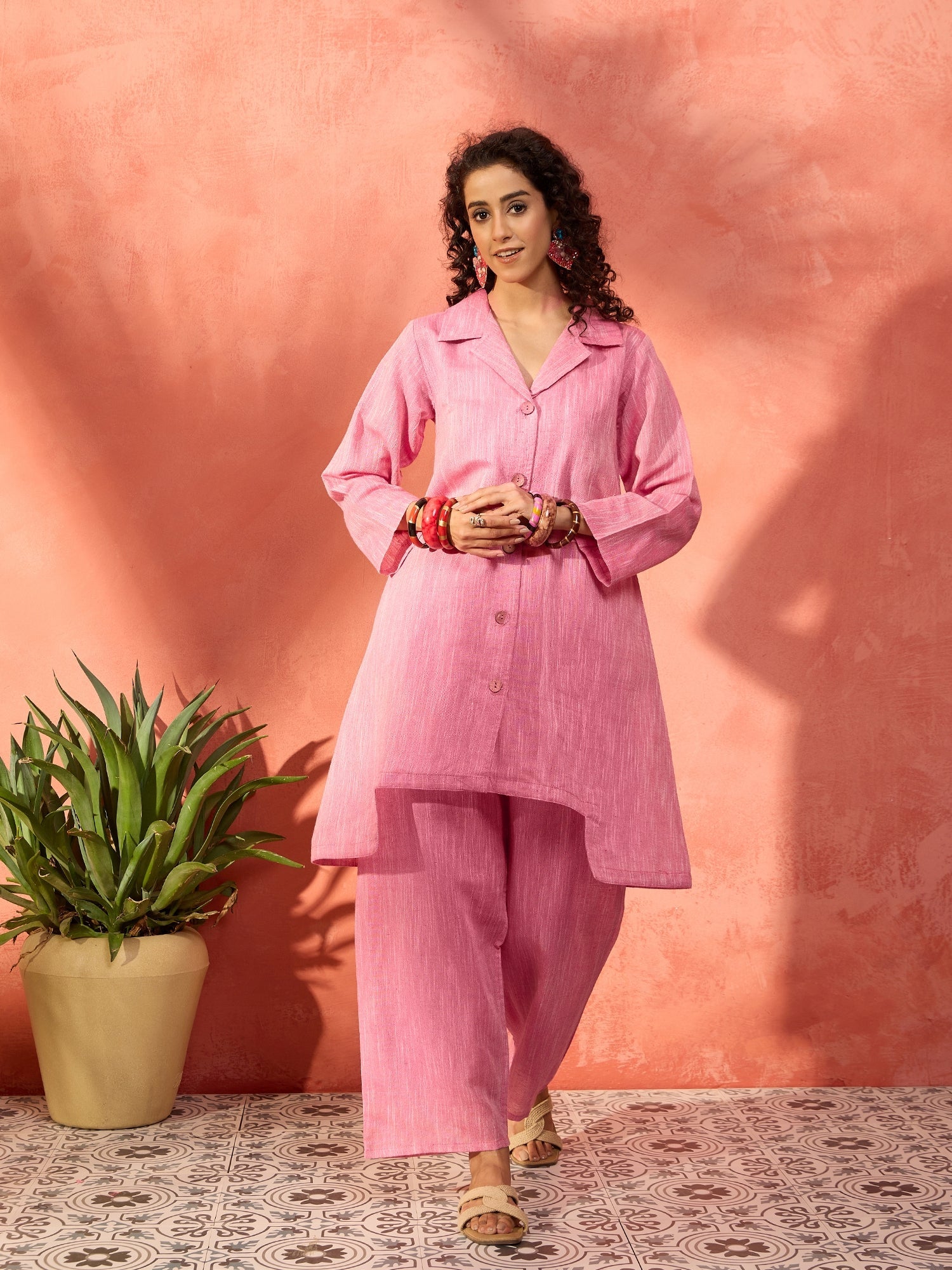 Women's Sweet Pink Handloom Set - InWeave