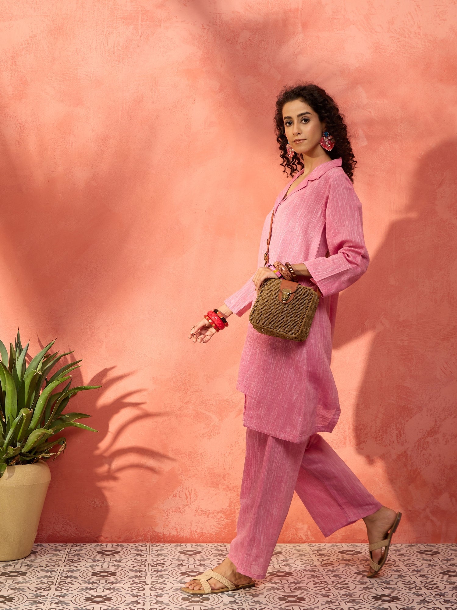 Women's Sweet Pink Handloom Set - InWeave