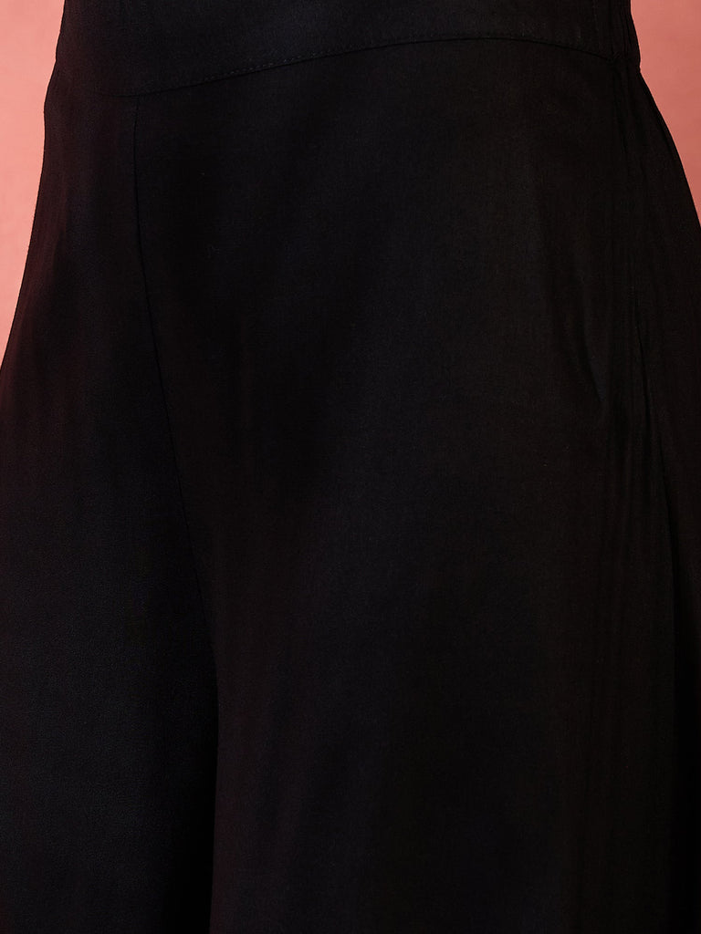 Women's Black Kurta Short Palazzo Set