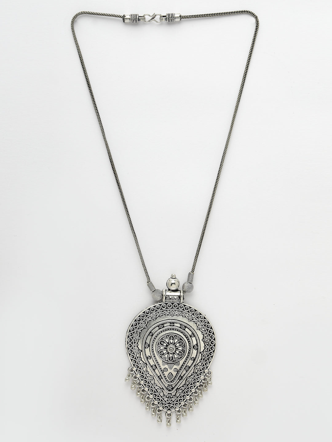 Women's Elegant Silver Oxidised Brass Necklace - NVR
