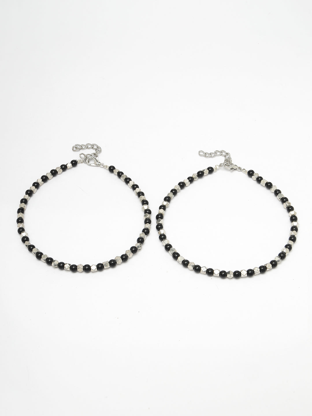 Women's Evil Eye Black & Silver Anklets