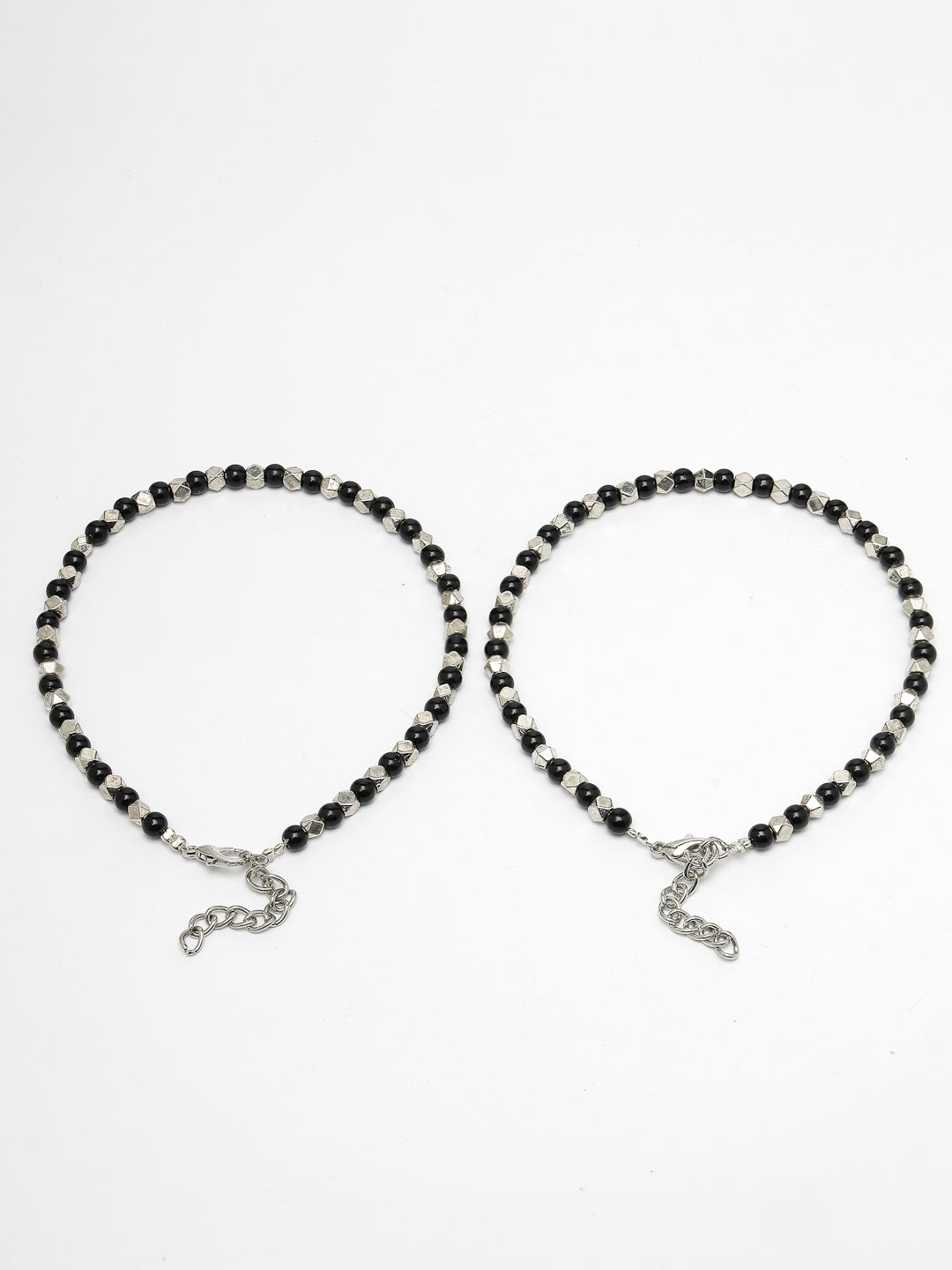 Women's Evil Eye Black & Silver Anklets