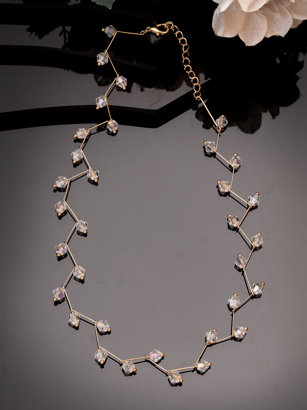 Women's Gold Plated Chain transparent beads Necklace