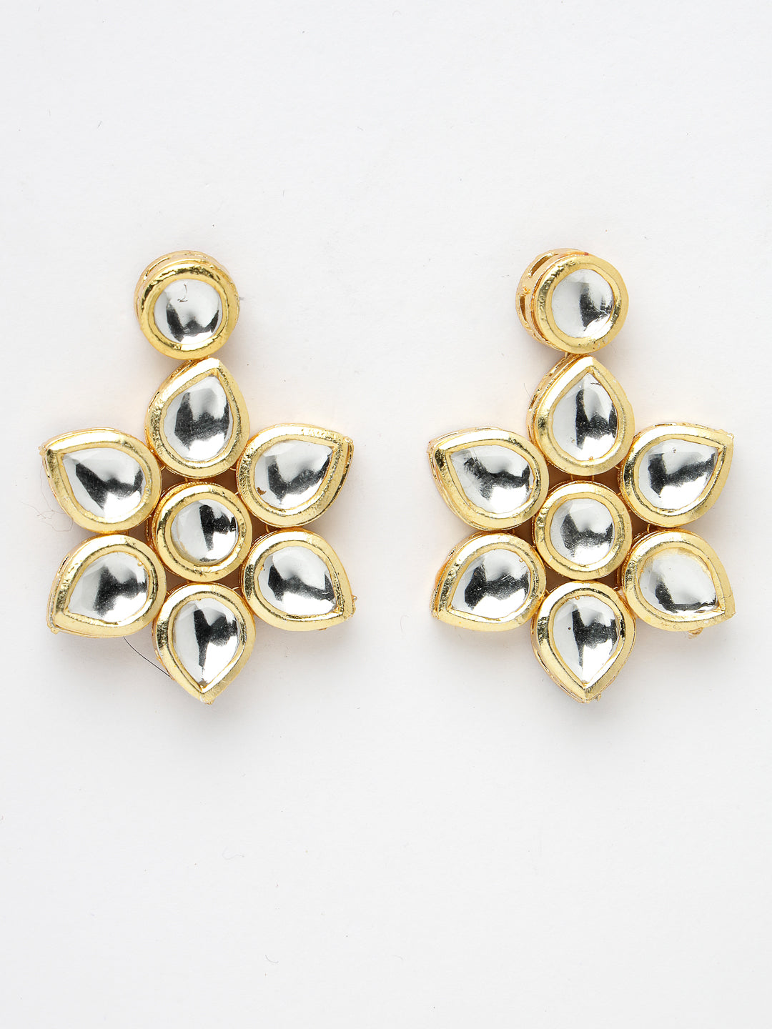 Women's Gold-Plated Kundan 2 layered handcrafted Jewellery Sets with drop earrings