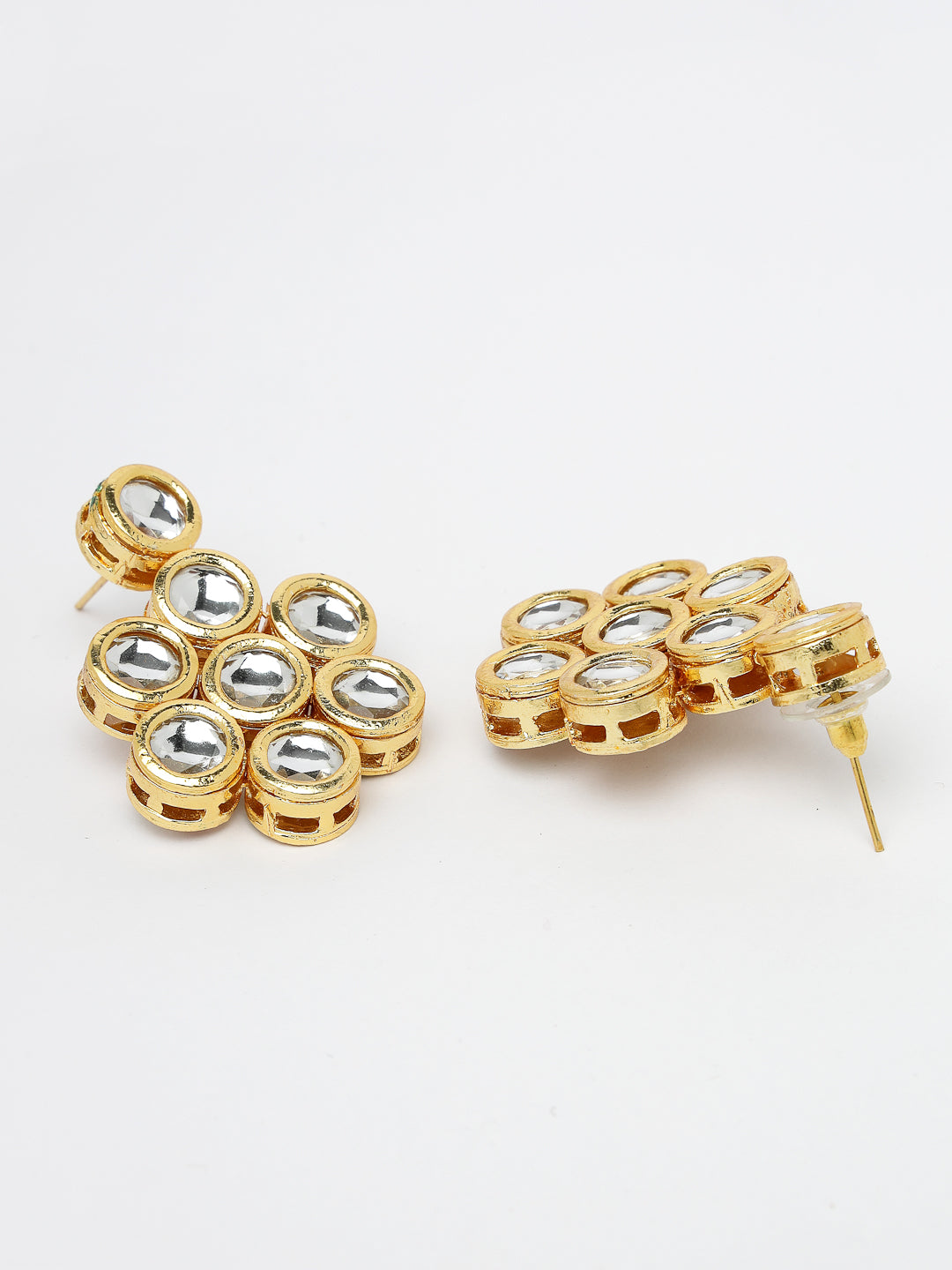 Women's Gold-Plated Kundan 2 layered handcrafted Jewellery Sets with drop earrings
