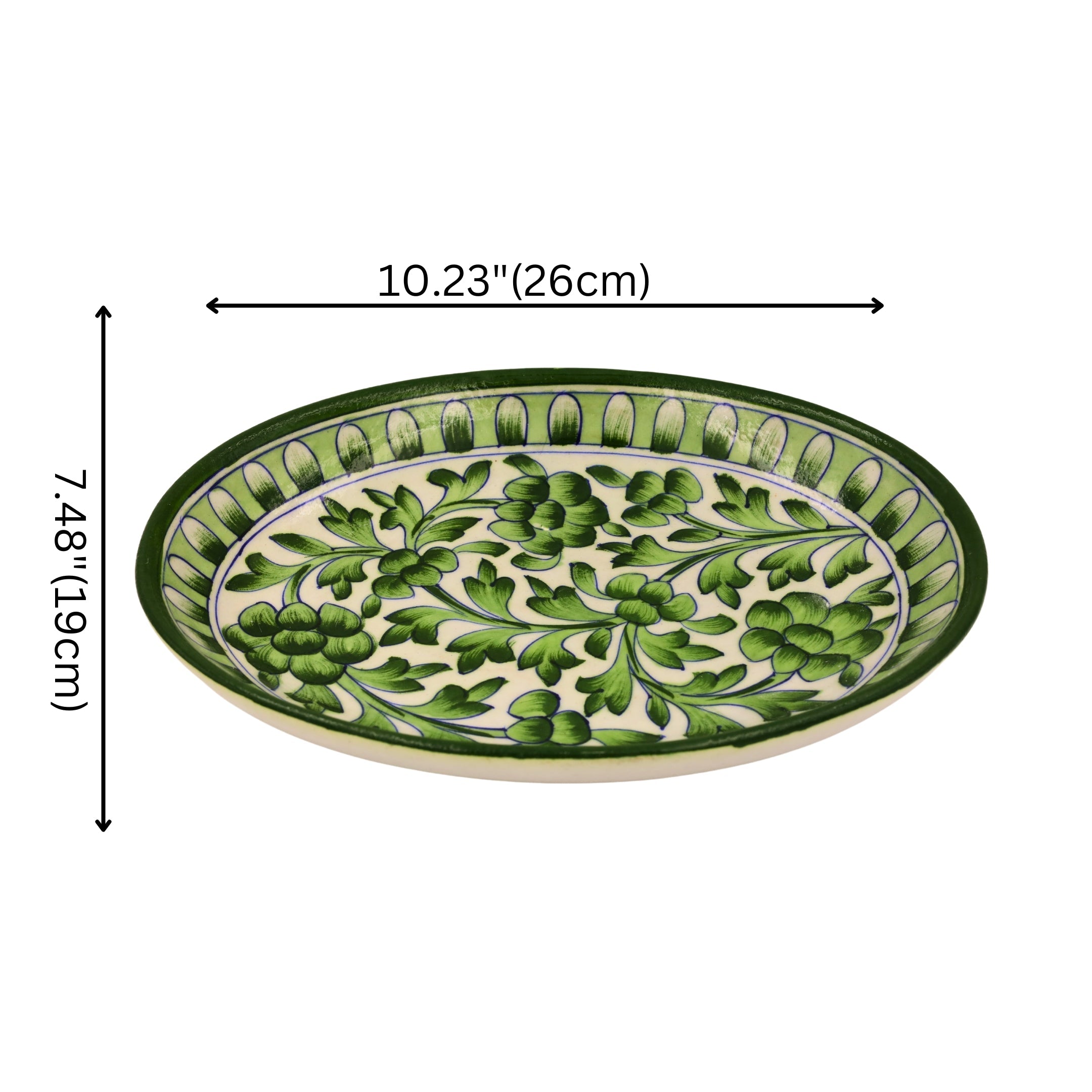 Blue Pottery Oval Plate - Green - Natriel