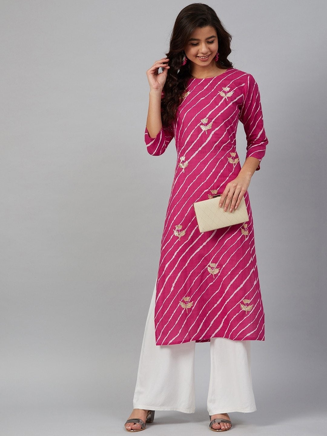 Women's Leheriya Printed Straight Kurta