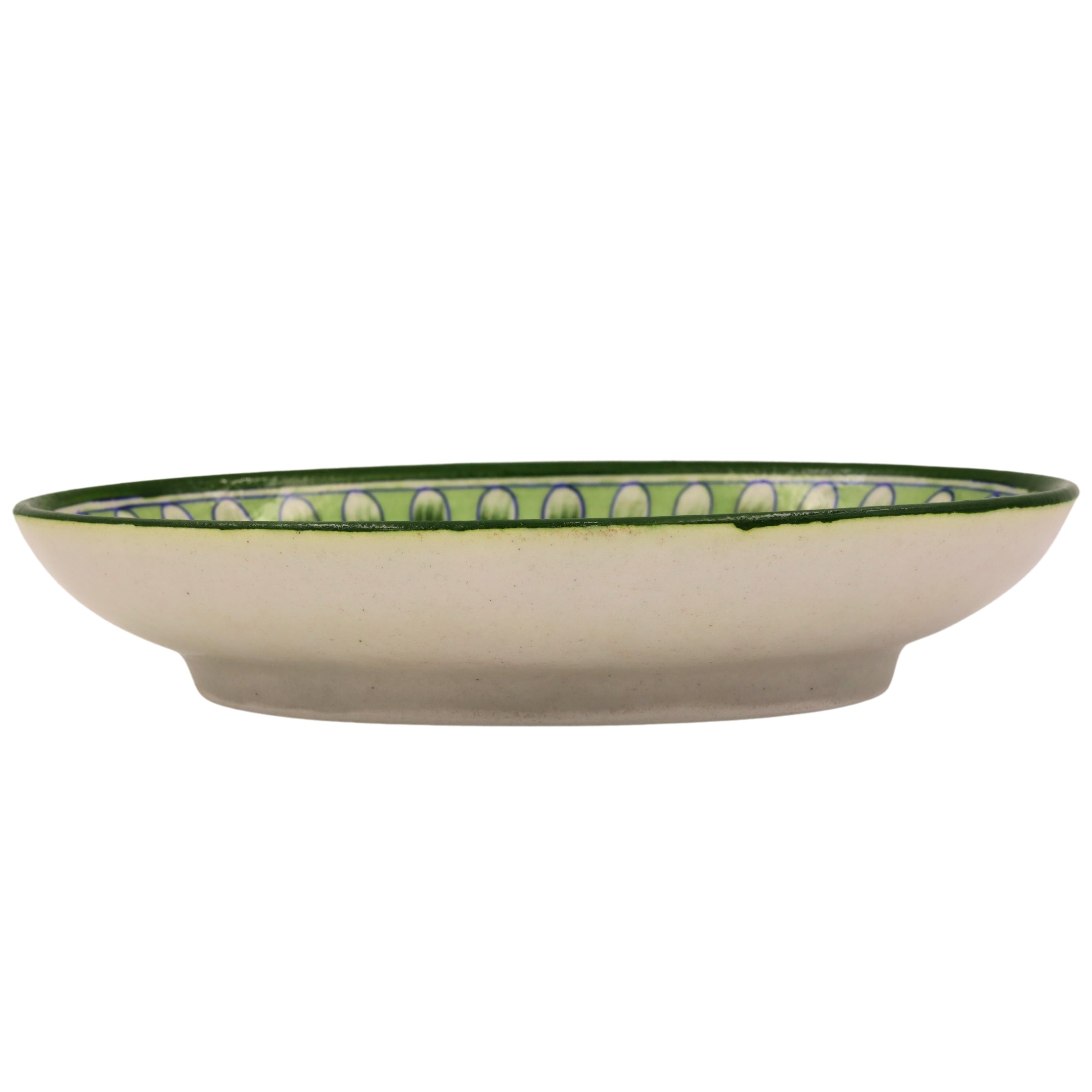 Blue Pottery Oval Plate - Green - Natriel