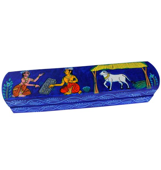 Vamana Guntalu / Pallanghuzi/ Mancala wooden board game - Original Cheriyal Hand painted VGCHE9003