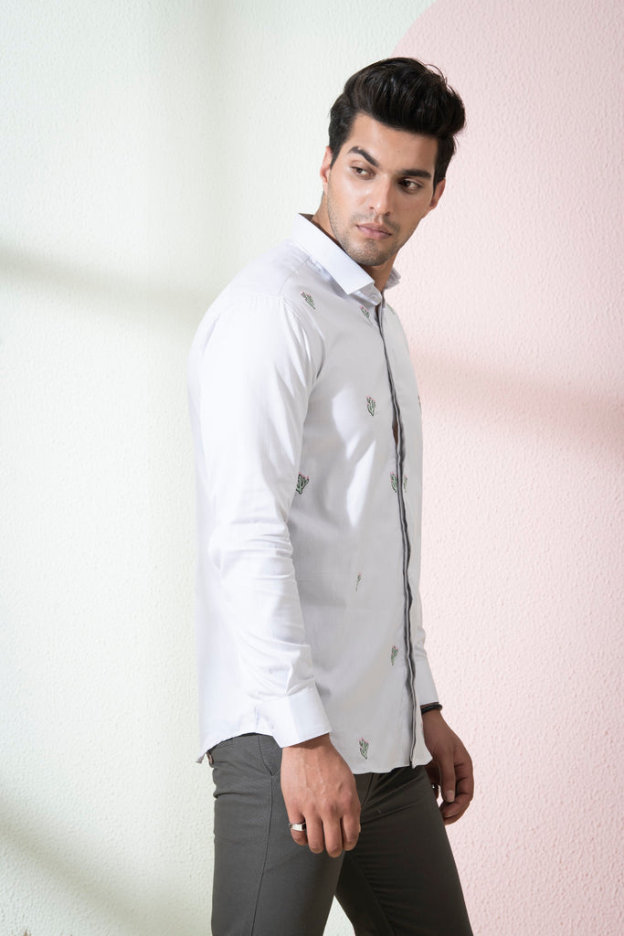 Men's Grey Color Rive Full Sleeves Shirt