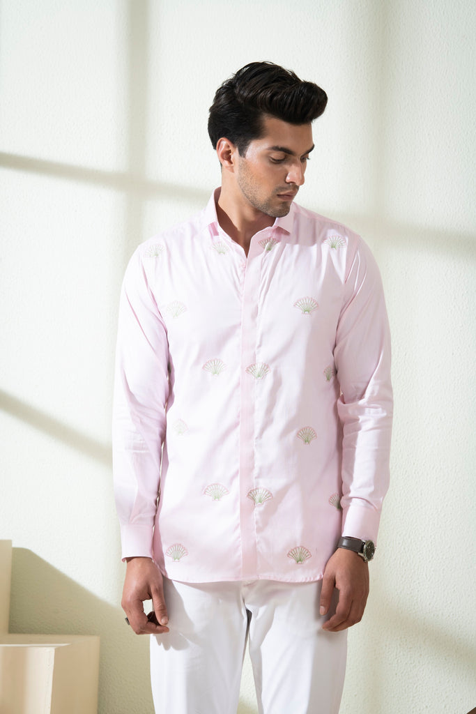 Men's Light Pink Color Shello Full Sleeves Shirt