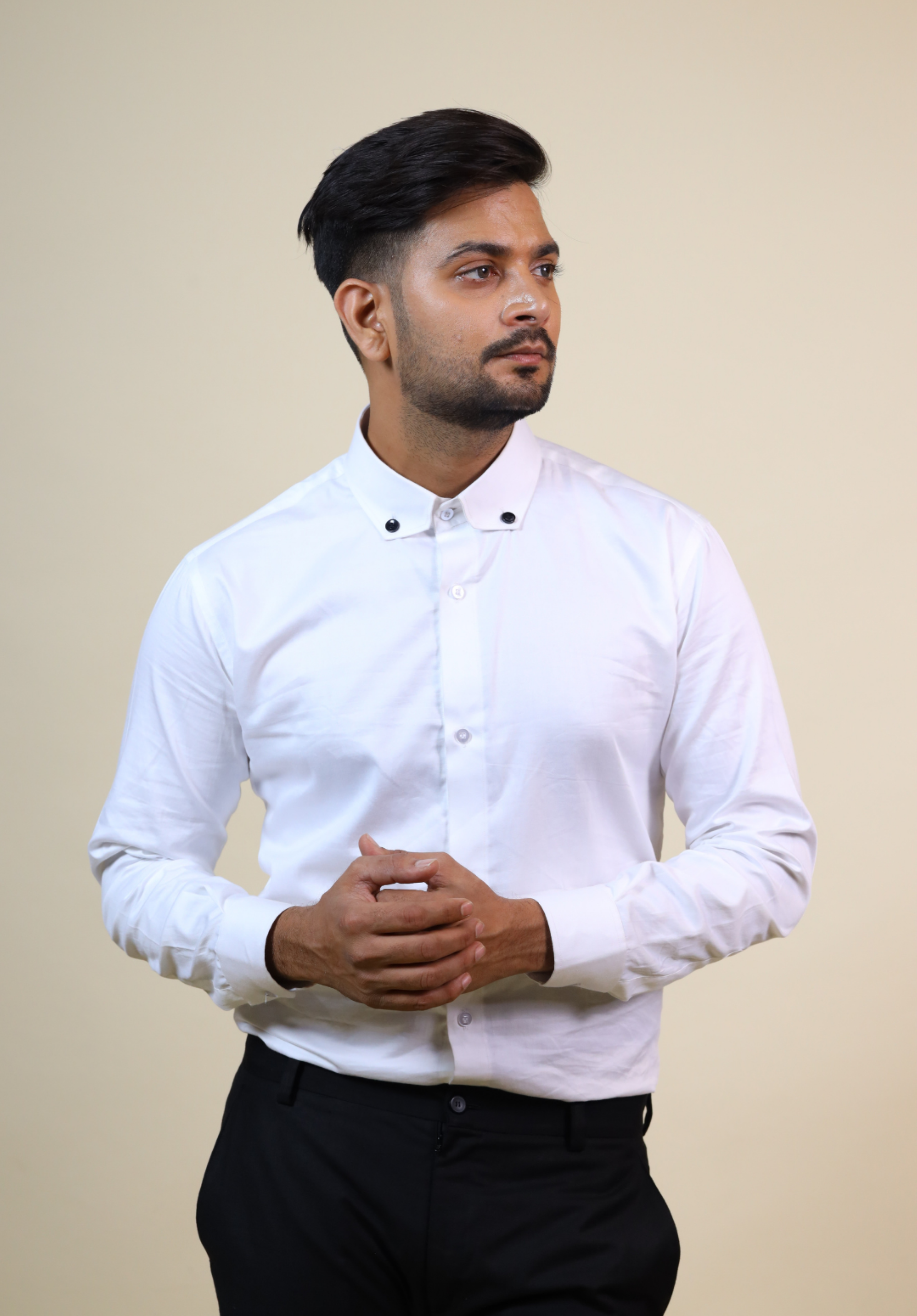 Men's White Color Fuero Designer Collar White Shirt Full Sleeves Casual Shirt - Hilo Design