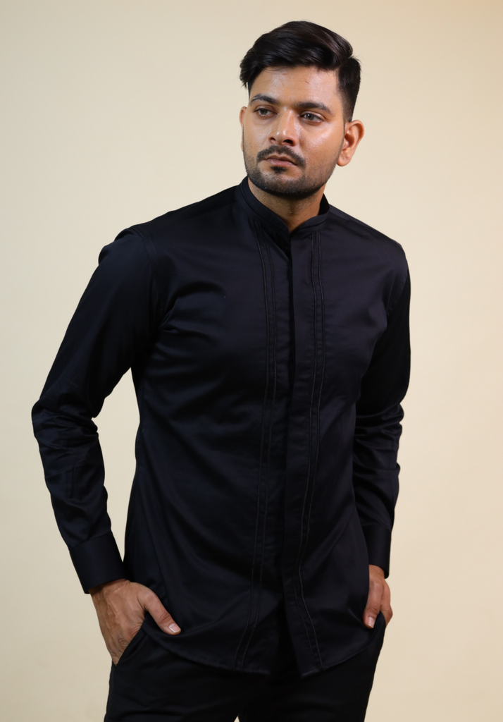 Men's Black Color Dirdum Black Designer Shirt Full Sleeves Casual Shirt