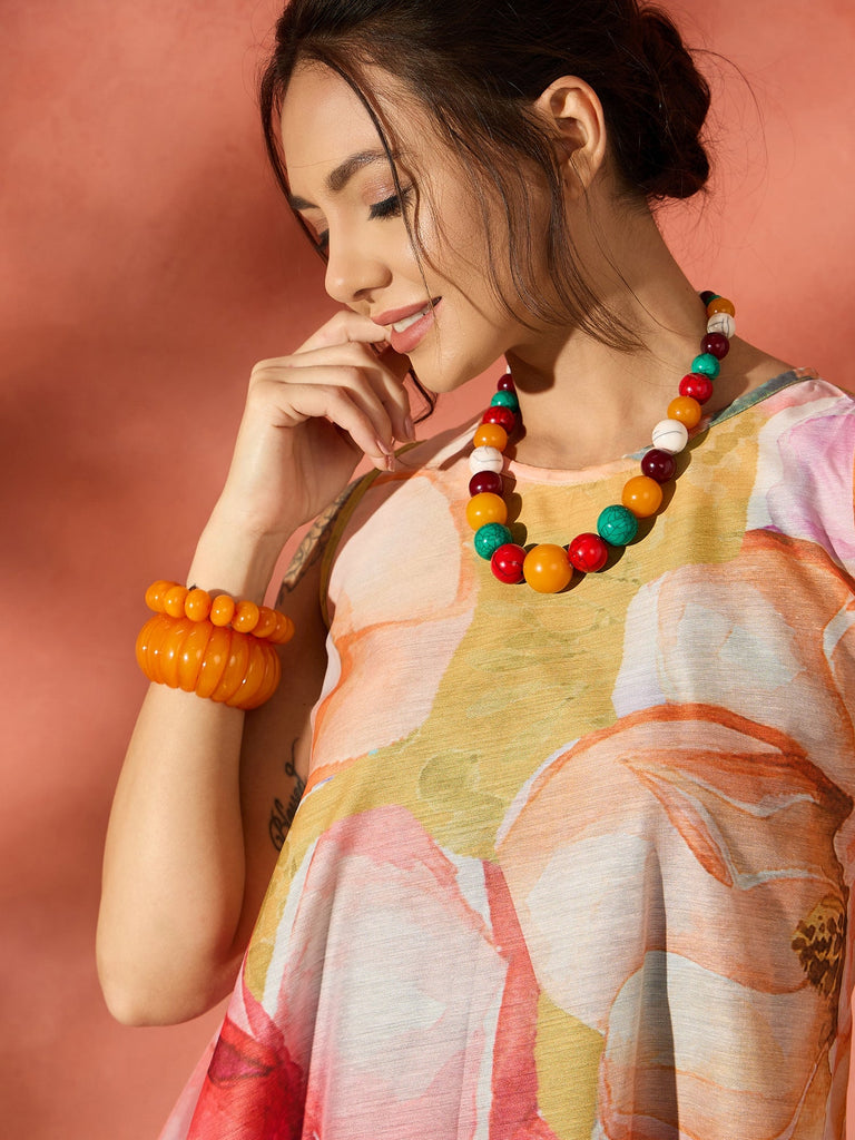 Women's Lemon Yellow Floral Asymmetrical Dress