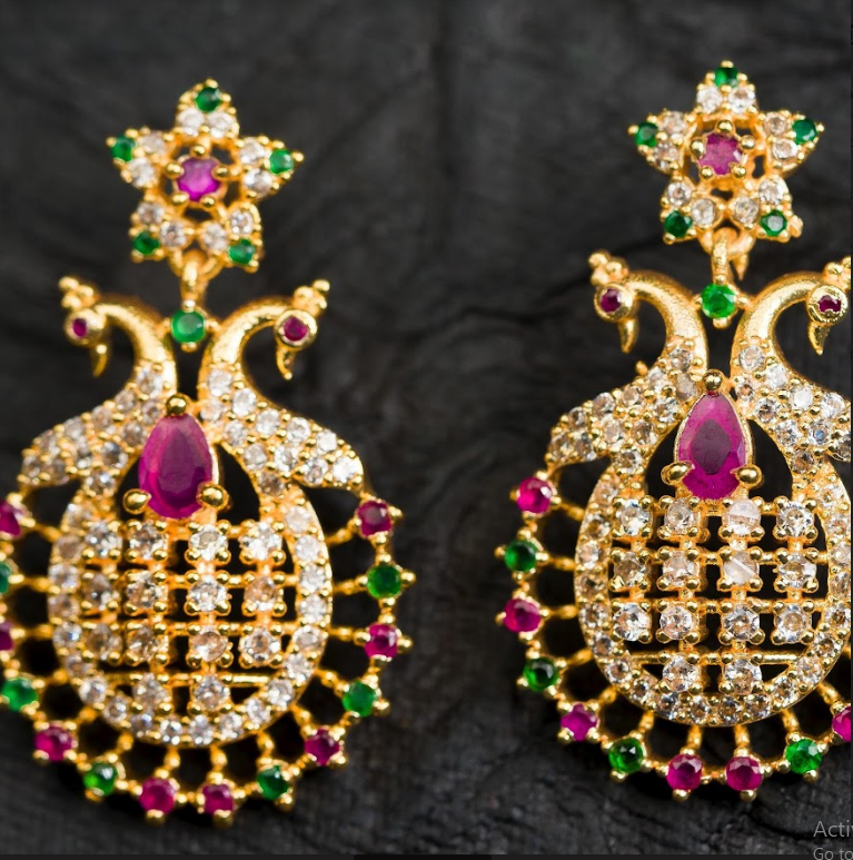 Women's Stone Fancy Tops Gold Plated
