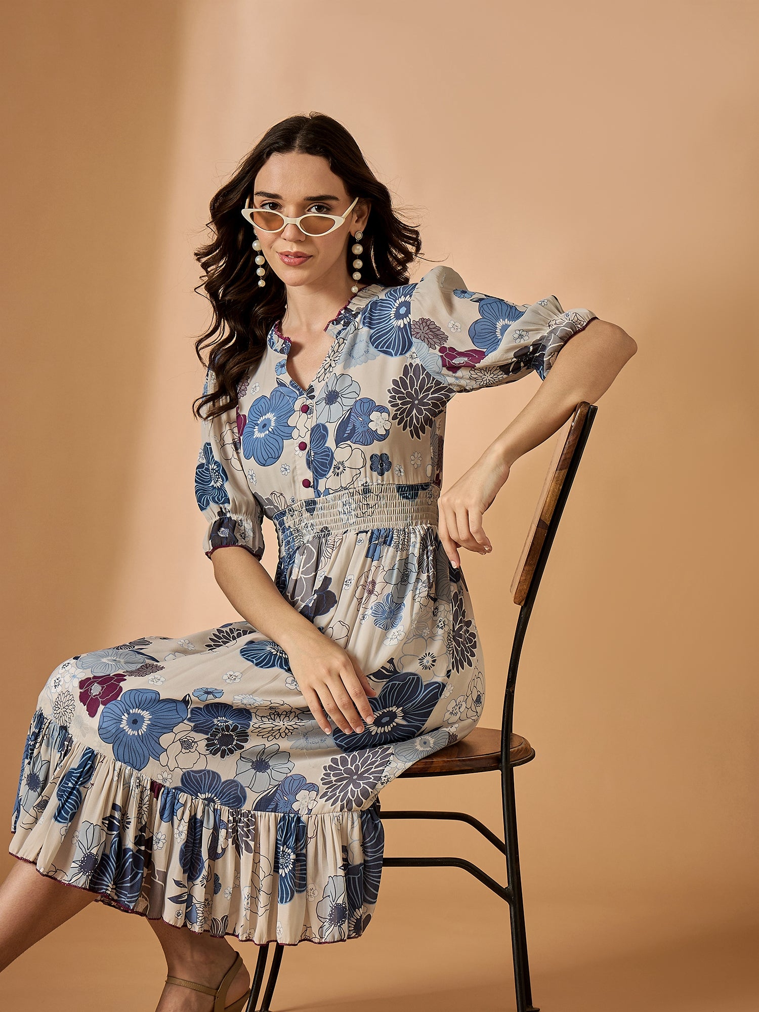 Women's Multi Color Georgette Fit And Flare Dress Multi Color / XL | Trendia Global Women's Multi Color Georgette Fit And Flare Dress Multi Color / XL | Trendia Global