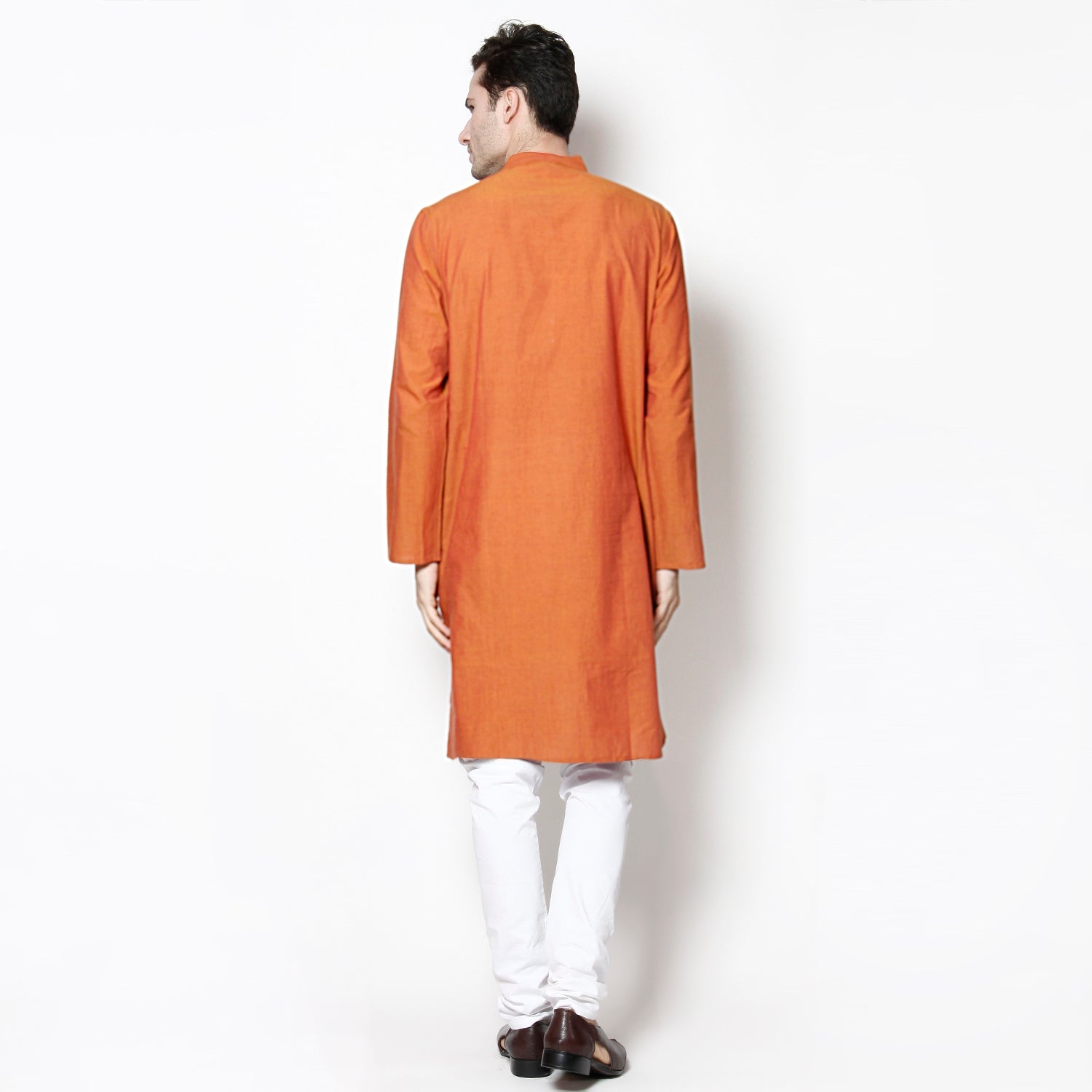 Men's Orange Pure Cotton Kurta - Final Clearance Sale