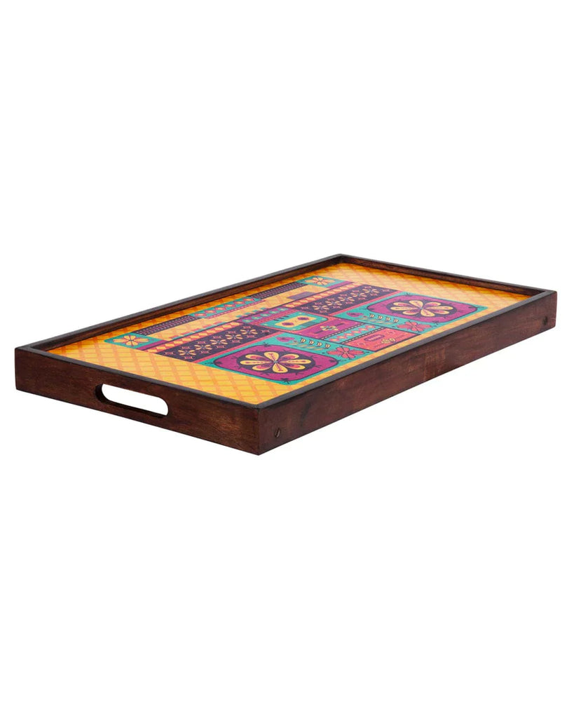 Floral Boombox Foldable Breakfast Table- Yellow - Chumbak