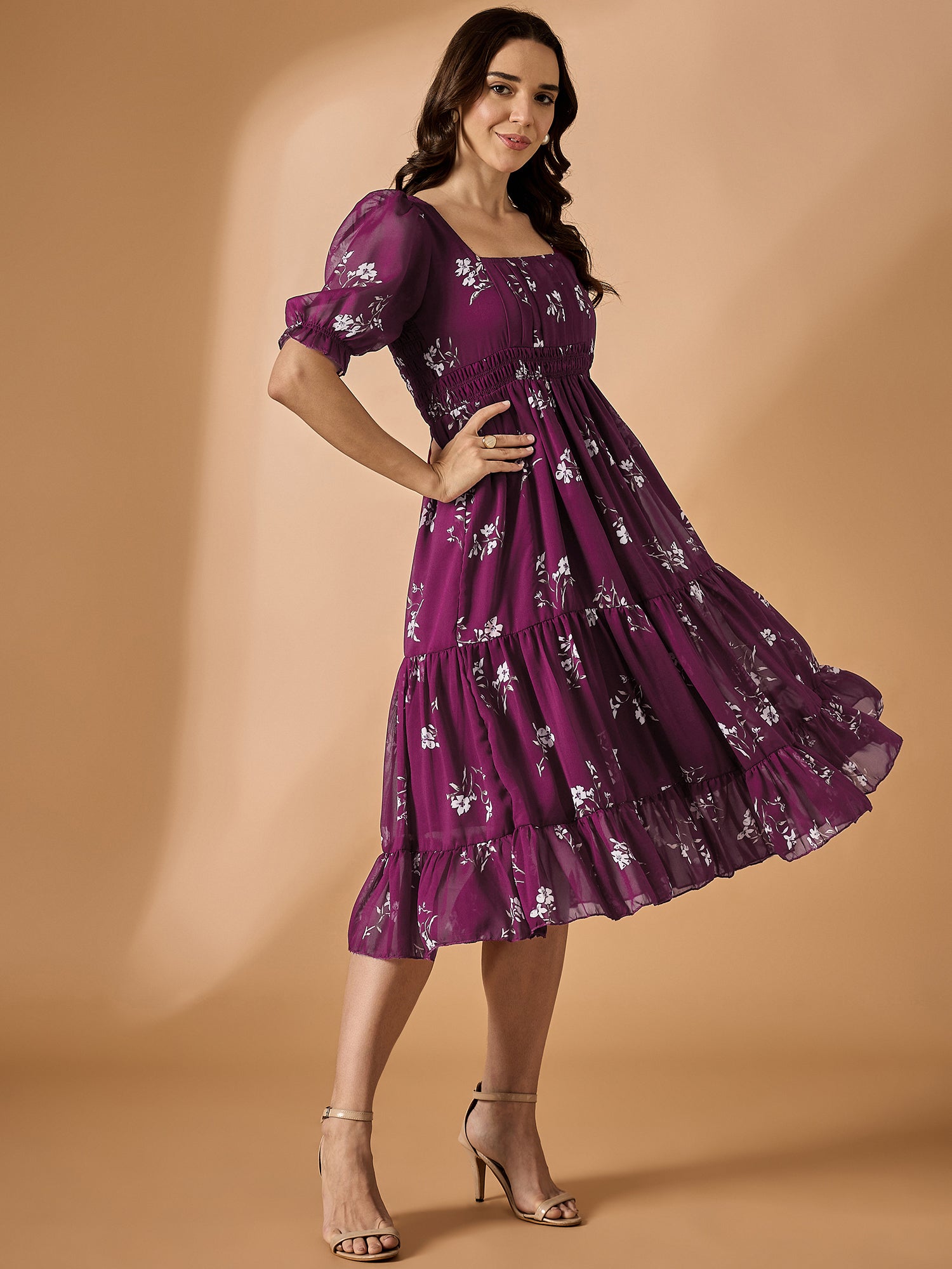 Women's Maroon Georgette Fit And Flare Dress Trendia Women's Maroon Georgette Fit And Flare Dress Trendia