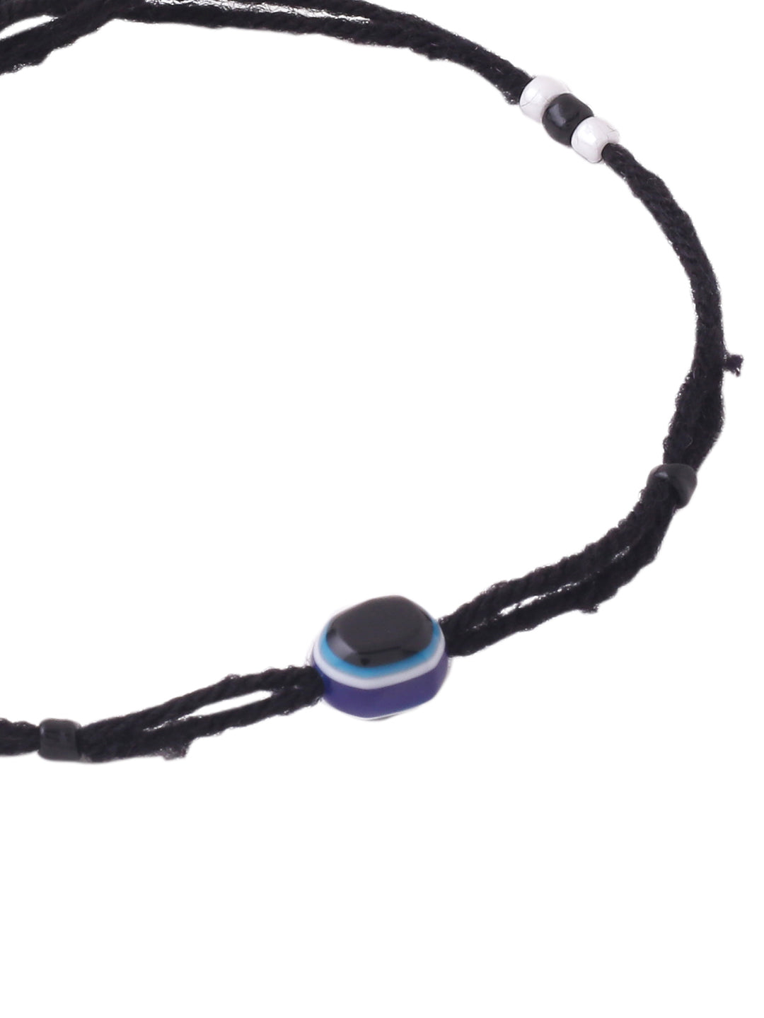 Women's Set Of 2 Evil Eye Adjustable Black Anklets