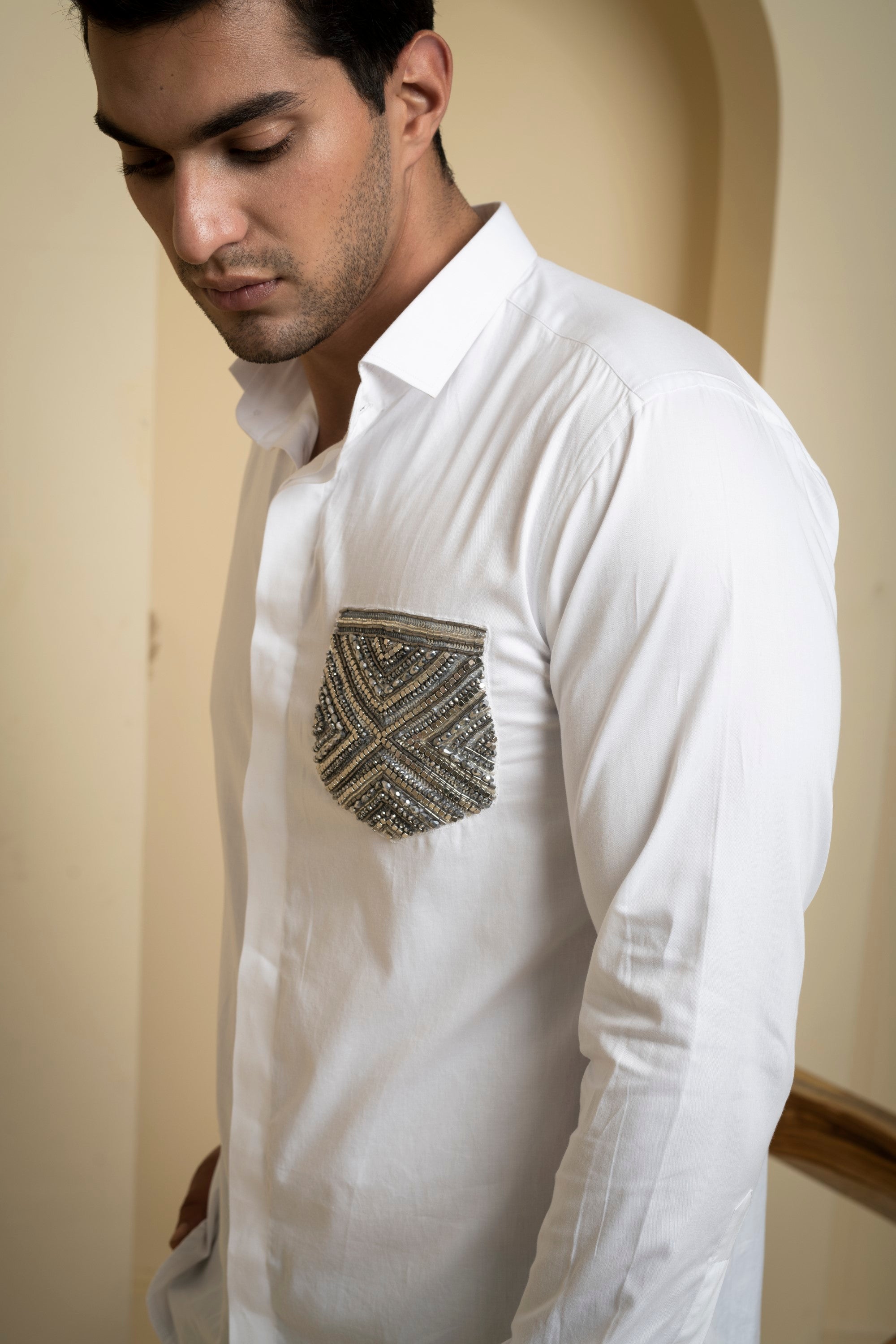 Men's White Color Elnor Full Sleeves Shirt - Hilo Design