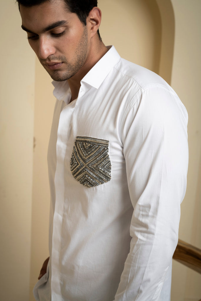 Men's White Color Elnor Full Sleeves Shirt