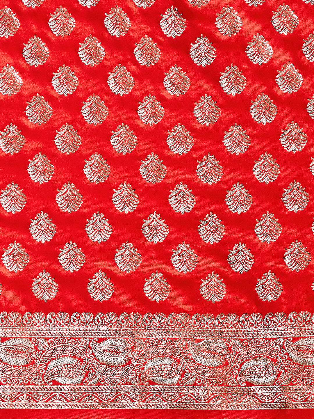Women's Red & Gold Cotton Silk Paisley Zari With Beautiful Ethnic Motifs Banarasi Saree - Royal Dwells
