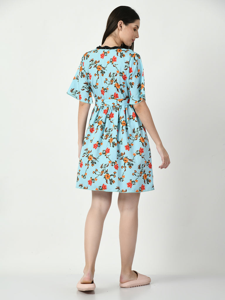 Women's Silk Blue Nightdress