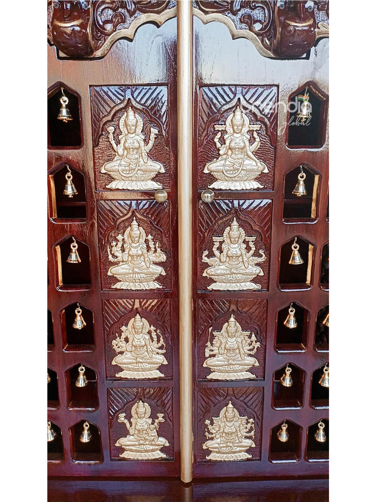 Teak Wood Pooja Mandir with Intricate Detailing