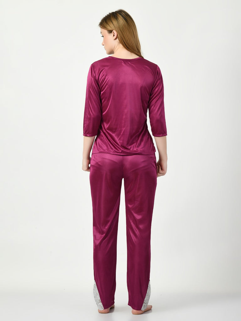 Women's Satin Magenta Nightdress