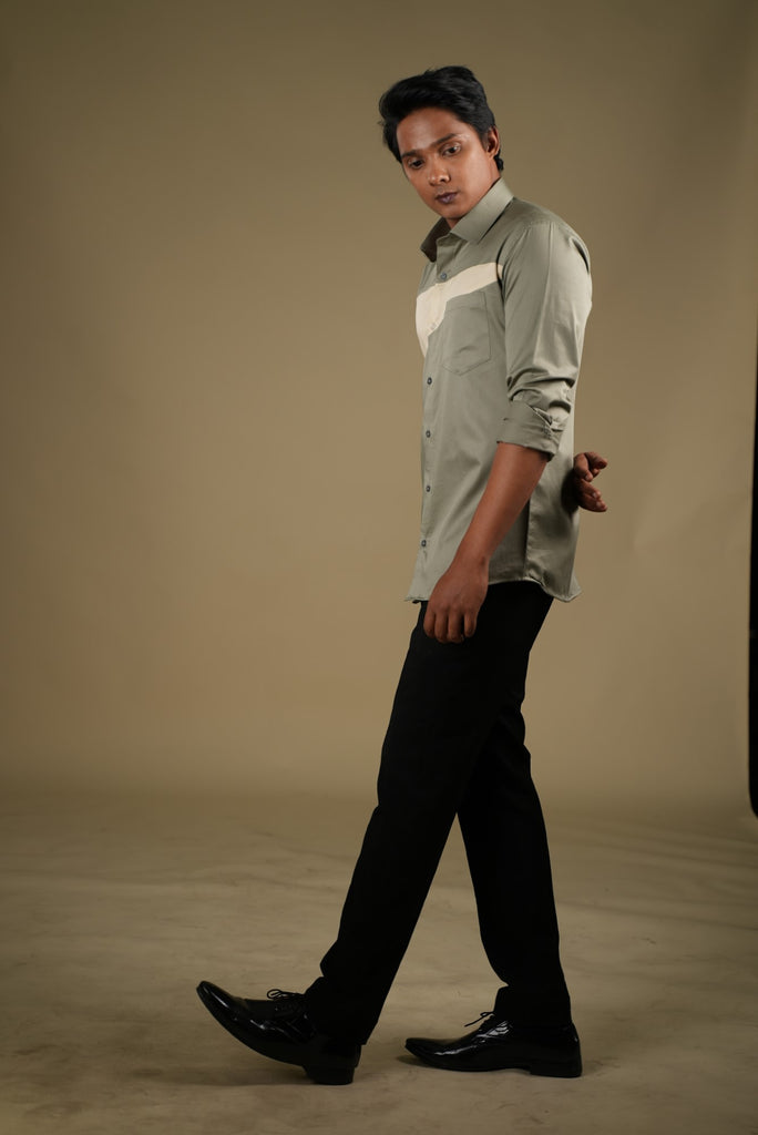 Men's Olive Beige Color Olam Beige Shirt Full Sleeves Casual Shirt
