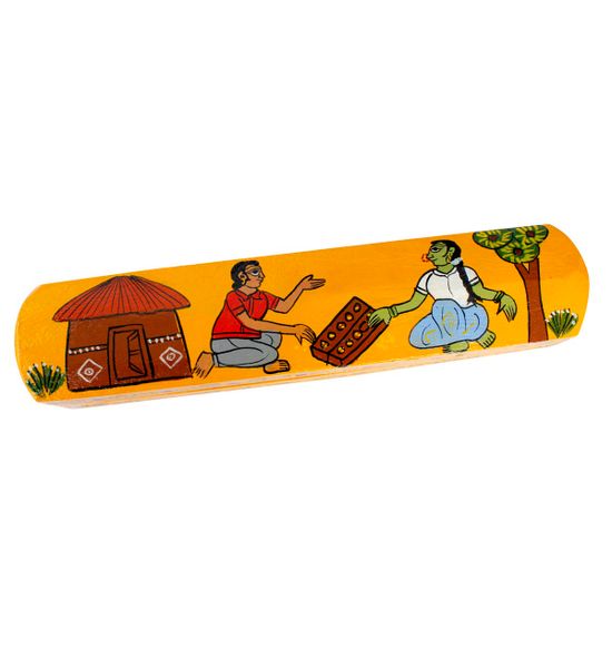 Vamana Guntalu / Pallanghuzi/ Mancala wooden board game - Original Cheriyal Hand painted VGHE9002