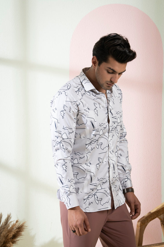Men's Gray Color Grid Full Sleeves Shirt