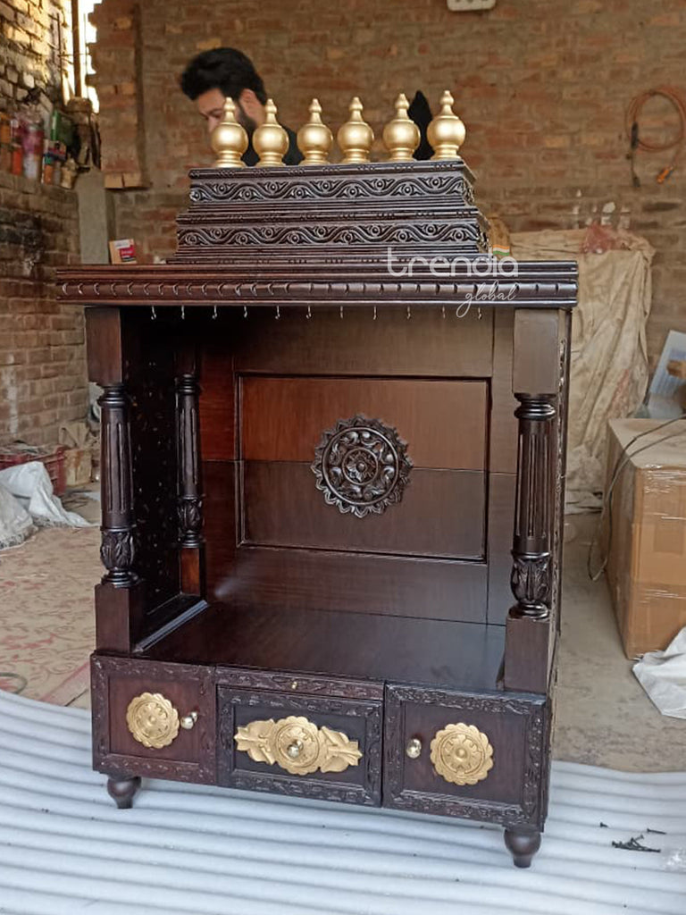 Handcrafted Teak Wood Mandir for Home