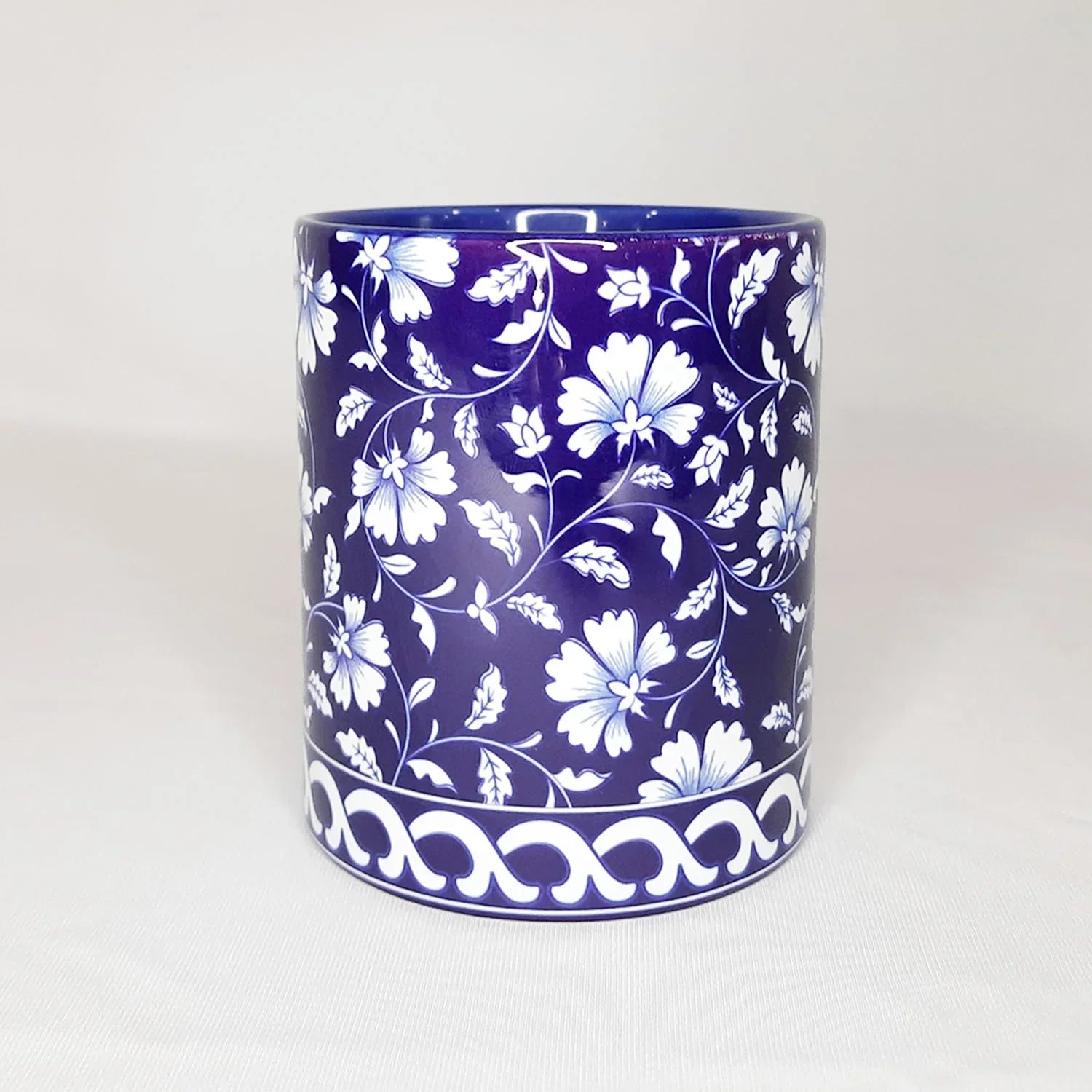 Ceramic Coffee Mug Blue Pottery Print By Trendia Decor
