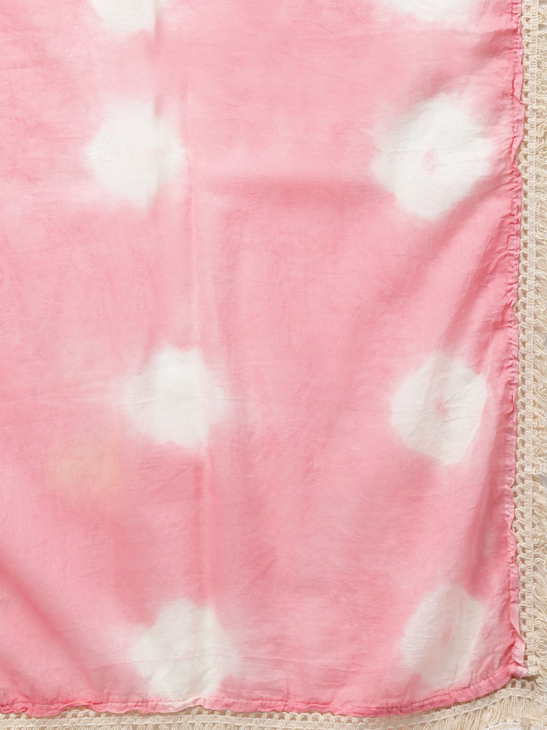 Women's Pink Bandhani Print Cotton Suit Set (Set of 3) - Final Clearance Sale