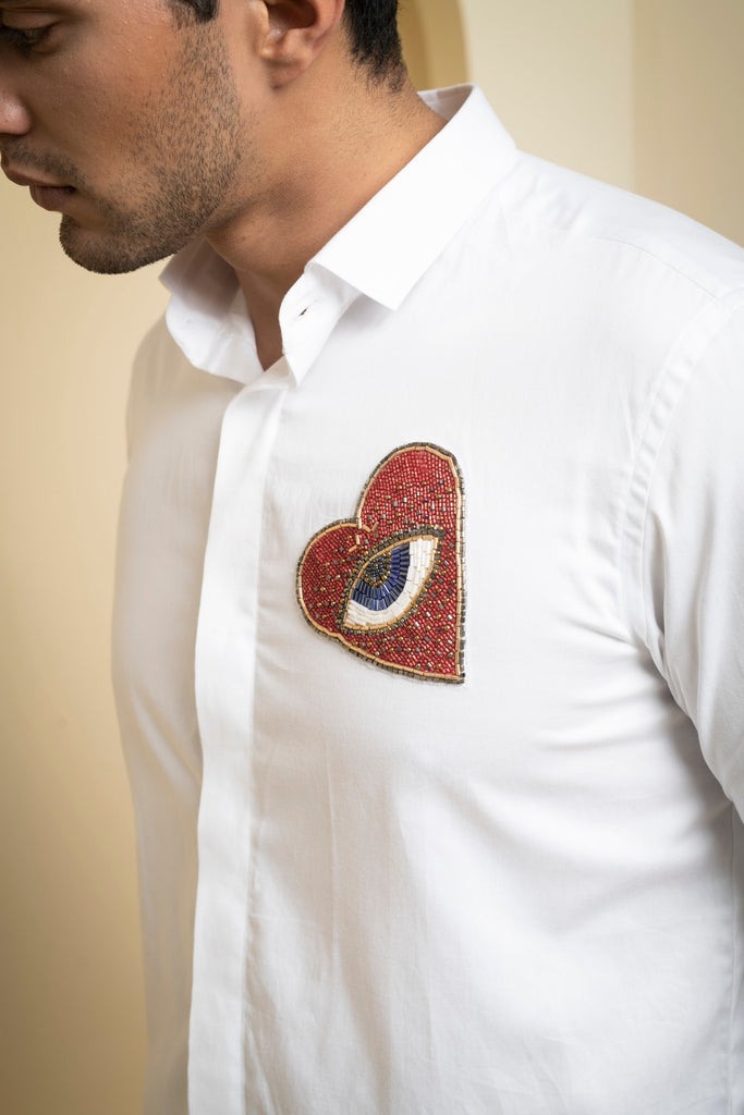 Men's White Color Redert Full Sleeves Shirt