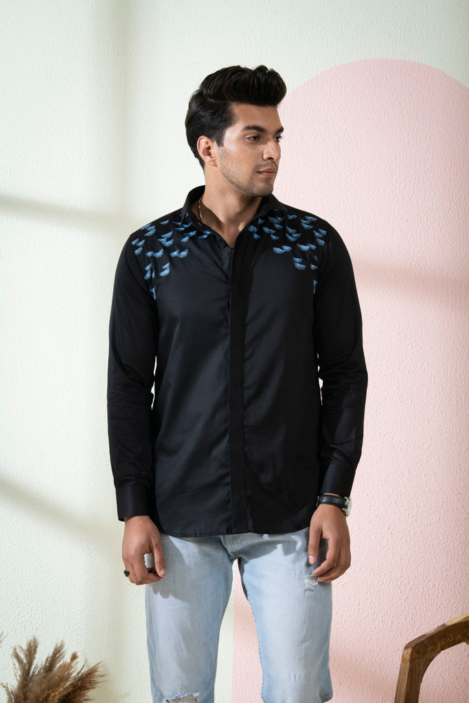 Men's Black Color Blux Full Sleeves Shirt