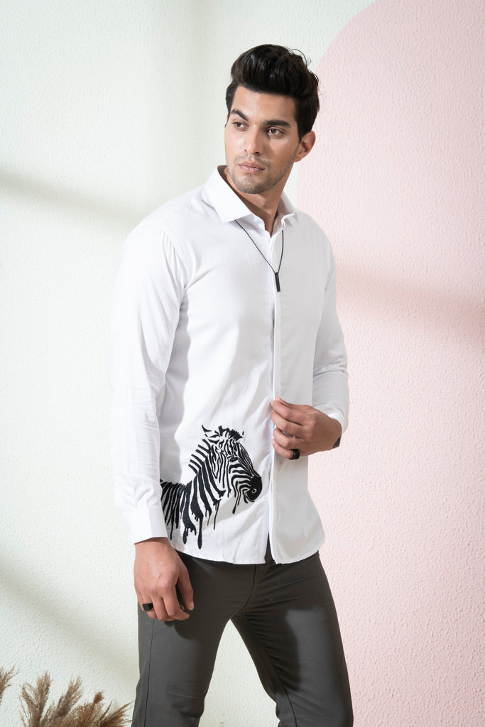 Men's White Color Stan Full Sleeves Shirt