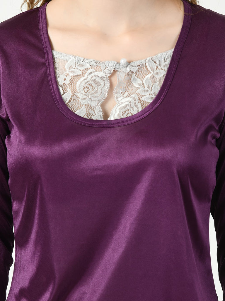 Women's Satin Purple Nightdress