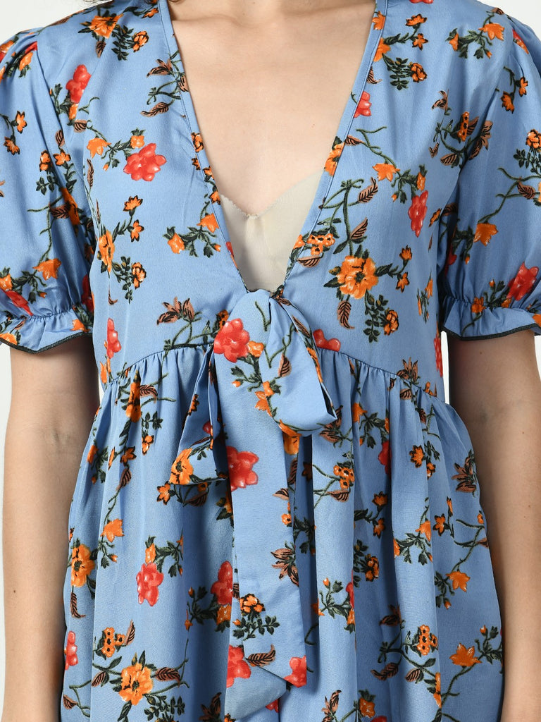 Women's Viscose Rayon Blue Nightdress