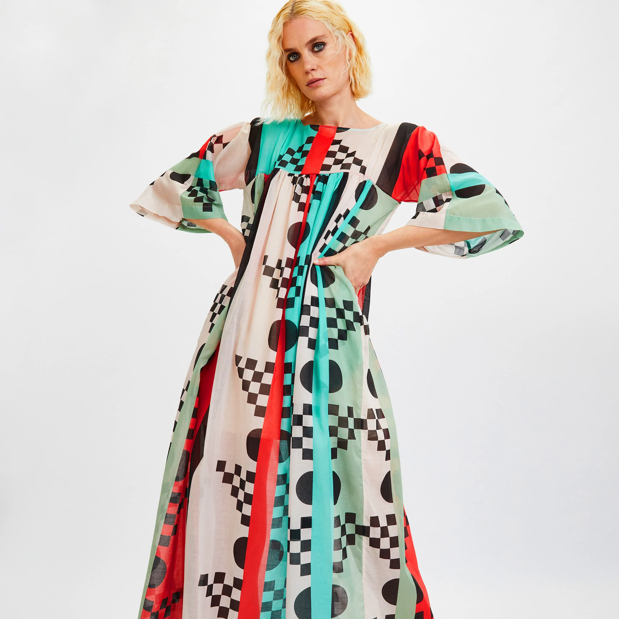 Women's Square Pops Maxi Dress - Rangnaari