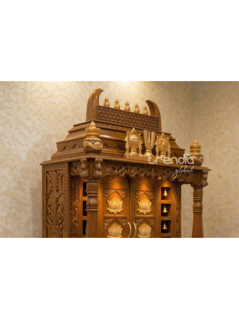 Grand Double Door Solid Teak Wood Temple