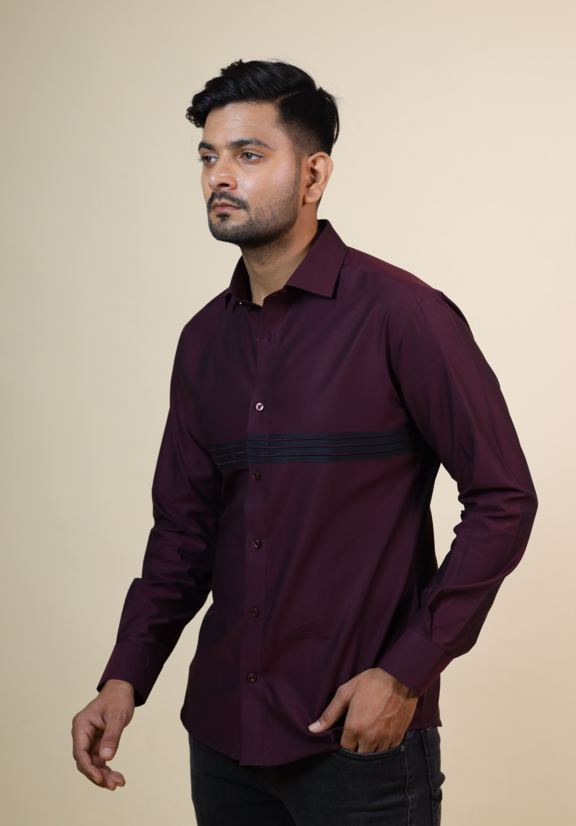 Men's Burgundy Color Mauvais Designer Burgundy Shirt Full Sleeves Casual Shirt - Hilo Design